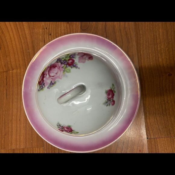 Vintage German auto Herbert rose pattern, covered dish/porcelain - Picture 1 of 6